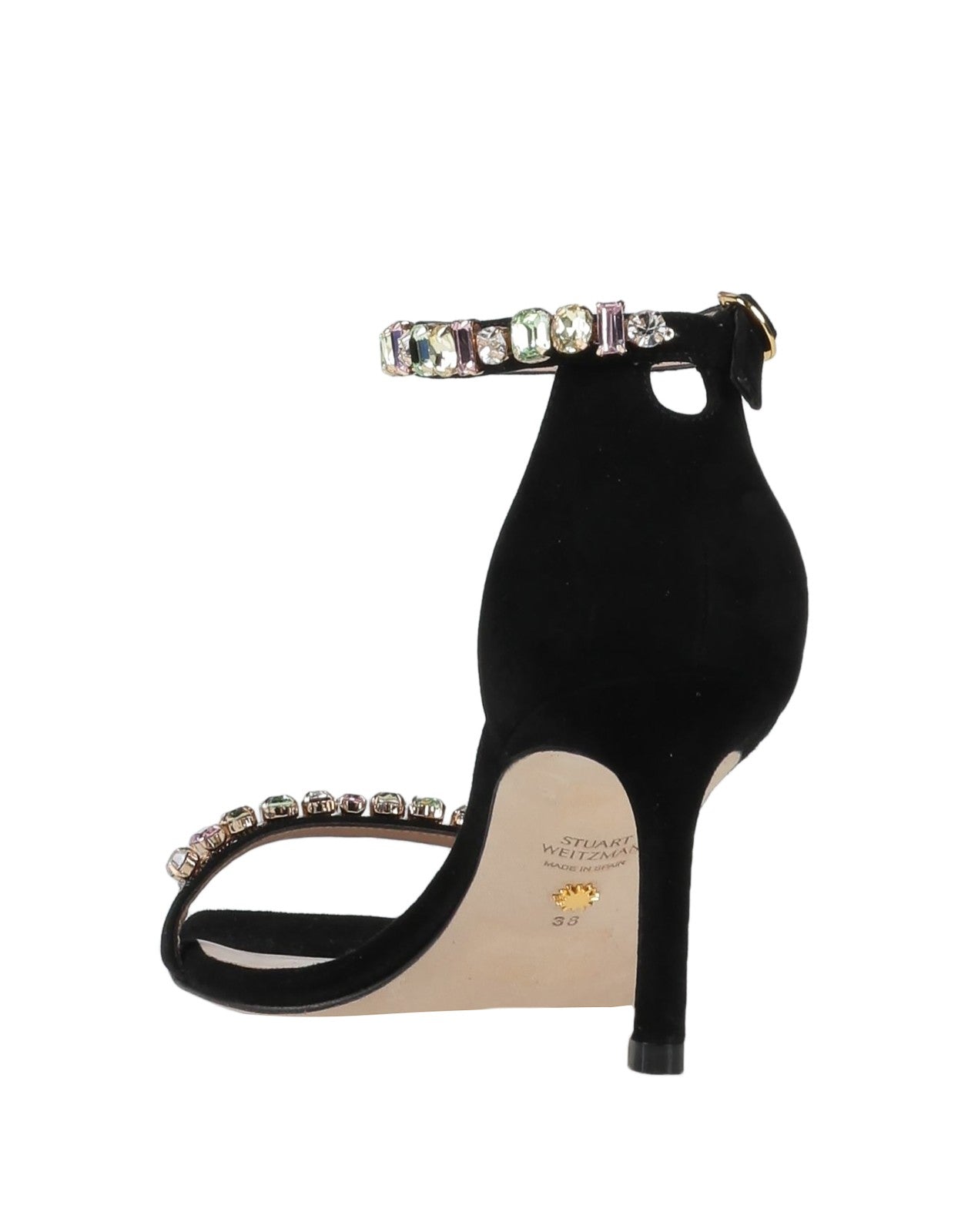 STUART WEITZMAN Suede Rhinestone Sandals