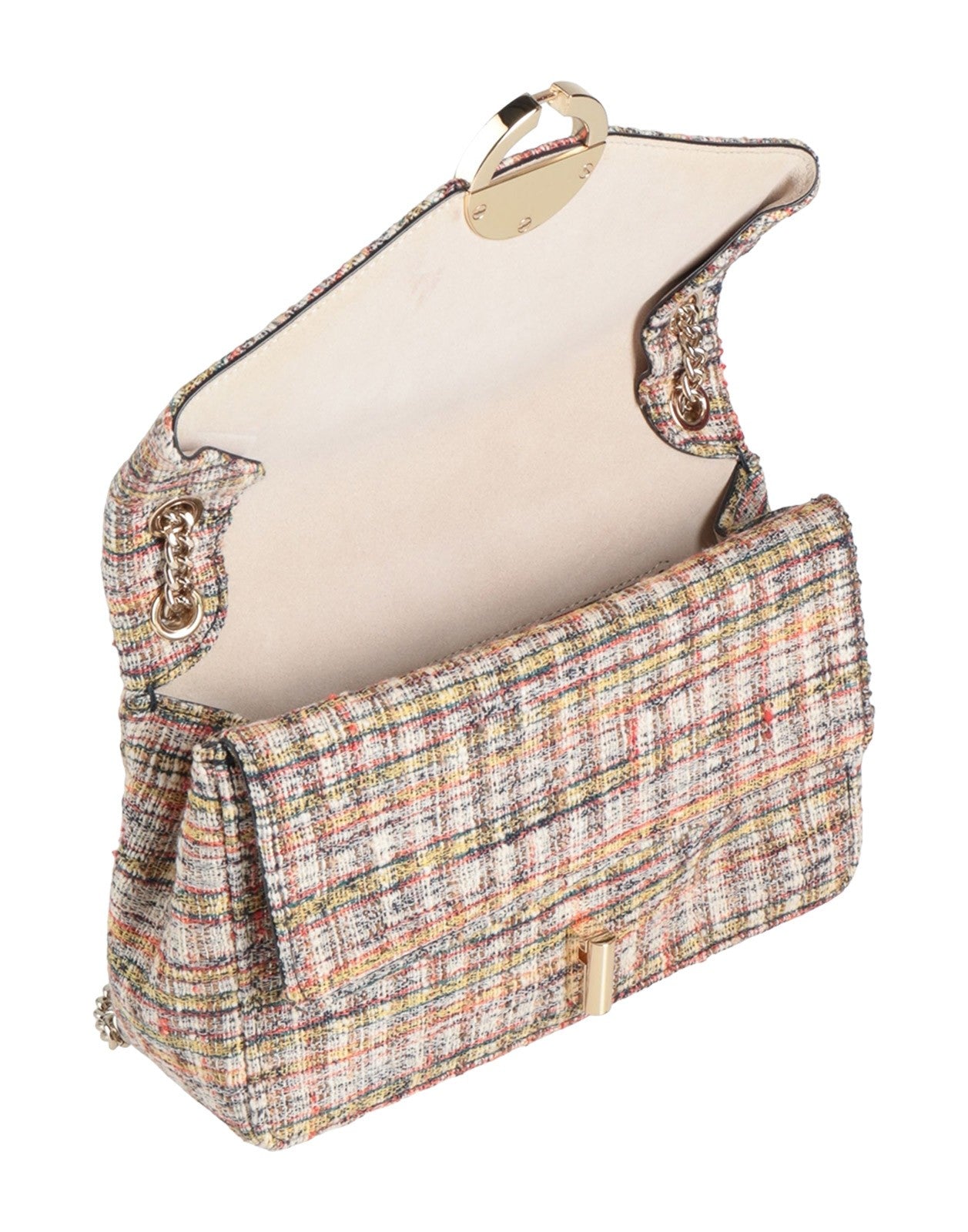 SANDRO Tweed Flap Shoulder Bag with Chain Strap