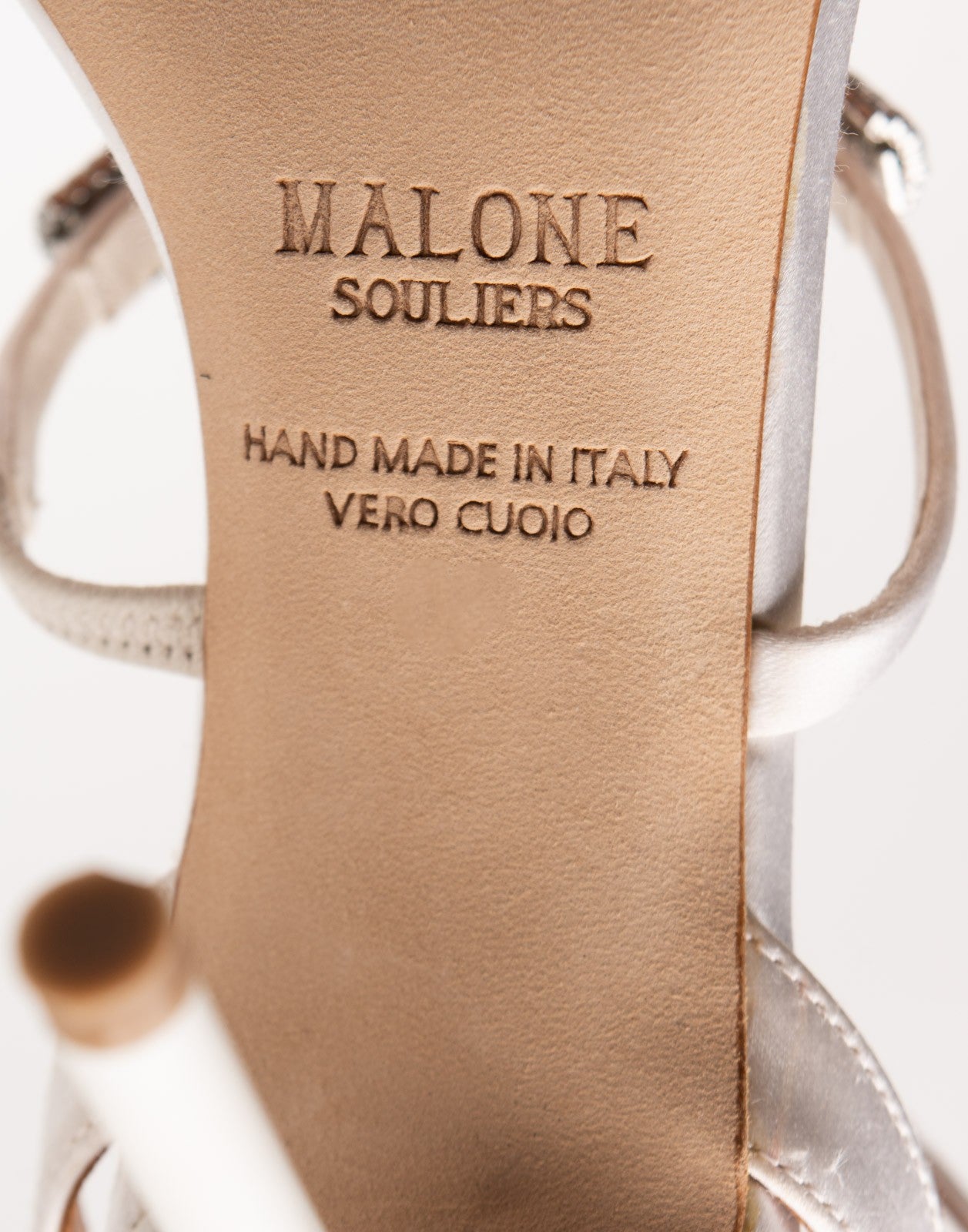MALONE SOULIERS Rhinestone Satin Ankle Strap Sandals