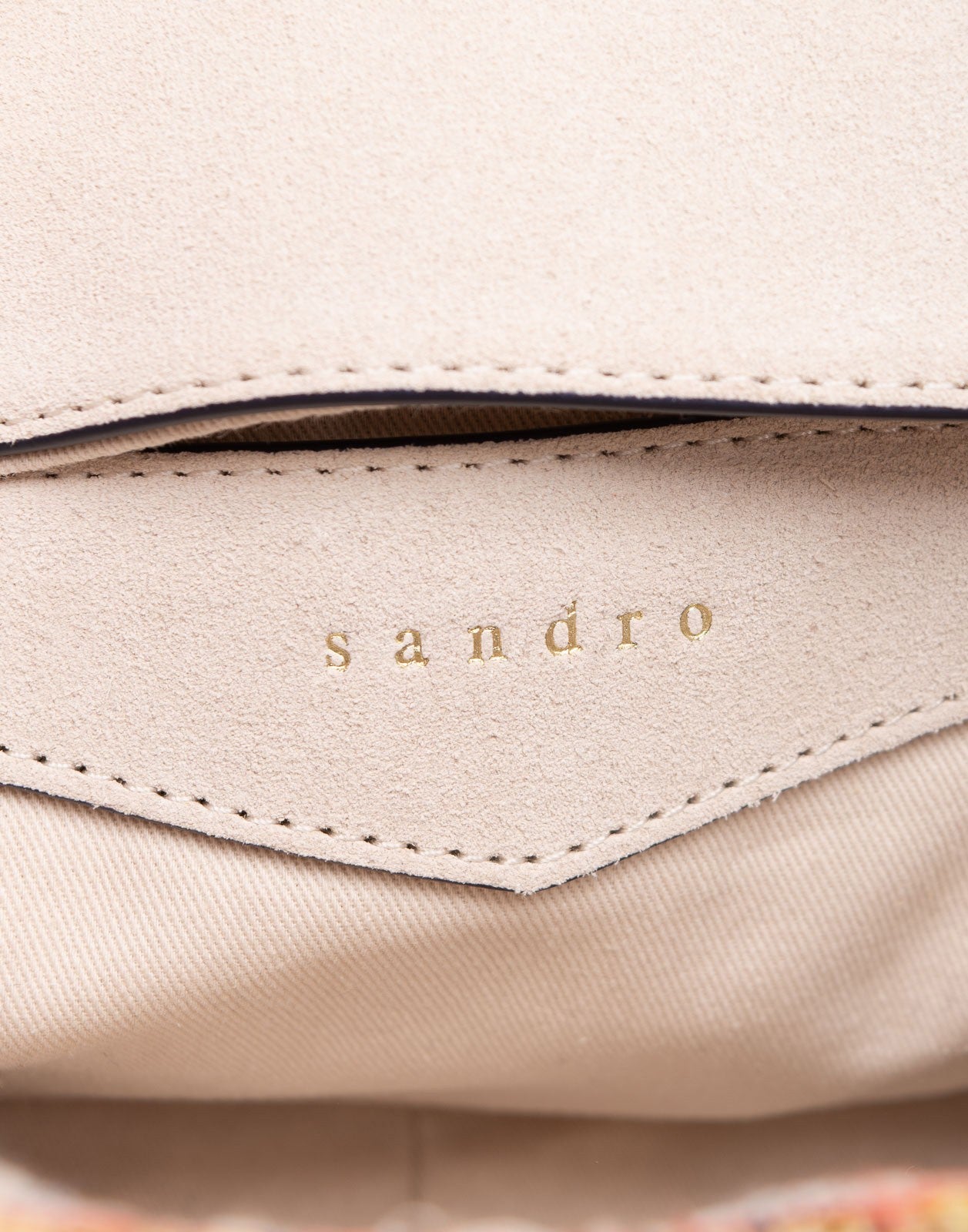 SANDRO Tweed Flap Shoulder Bag with Chain Strap