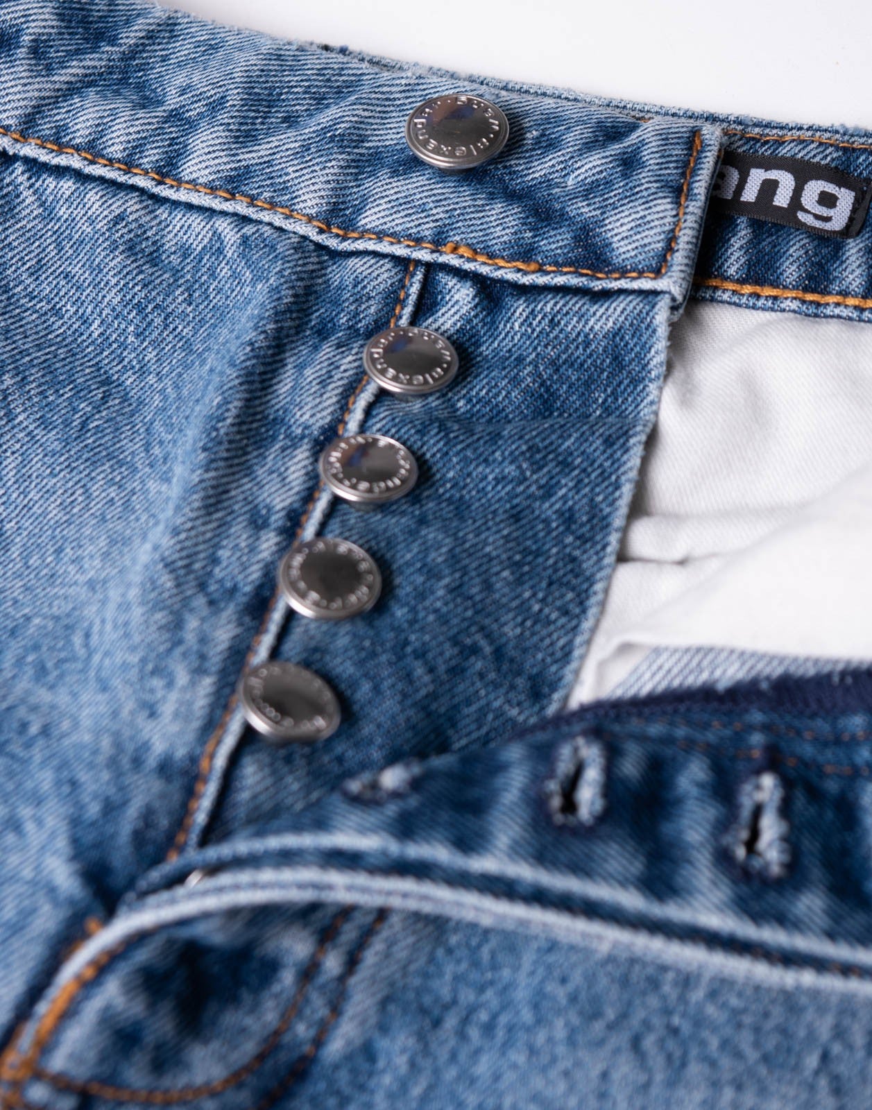 ALEXANDER WANG Denim Skirt Blue Frayed Hem Faded Button Fly