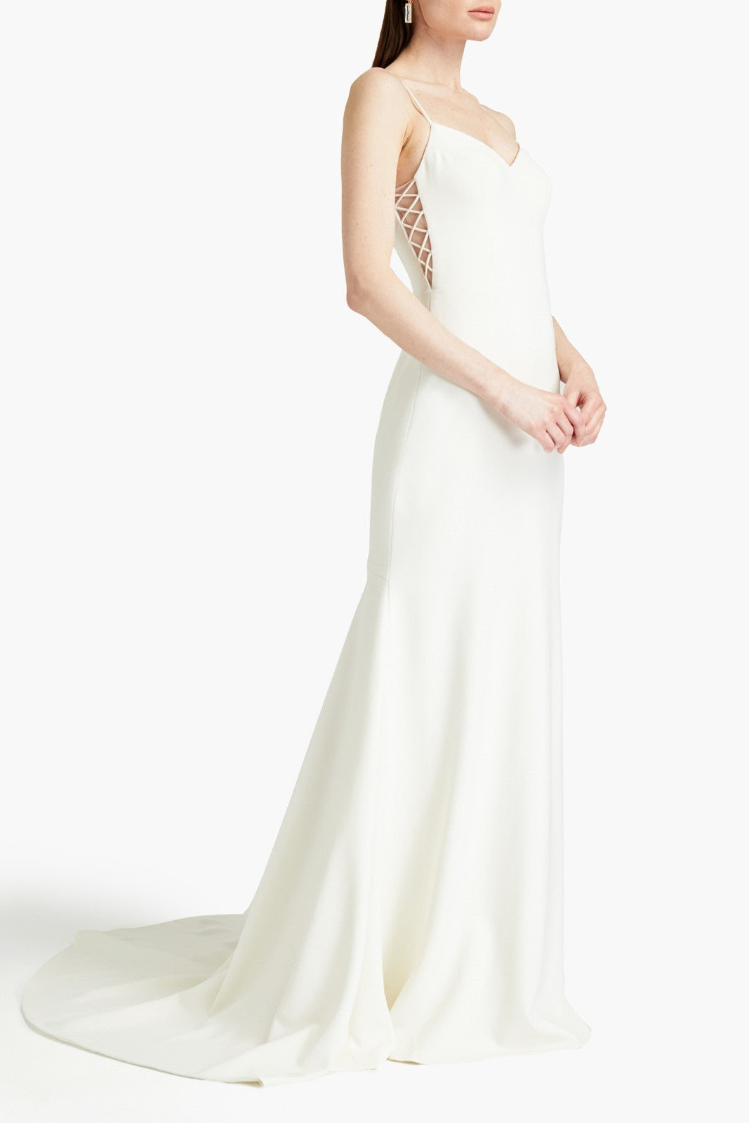 THEIA Wedding Gown Lace-Up Sides Ivory Train Back