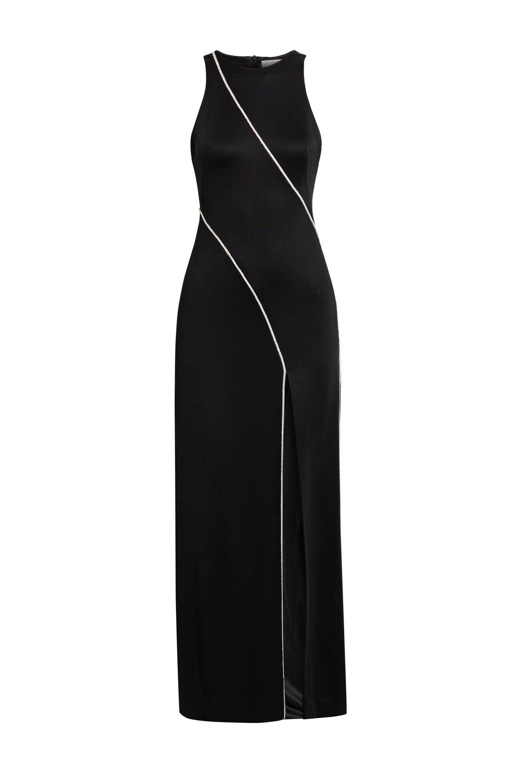 GALVAN LONDON Cord Gown Rhinestones High Slit
