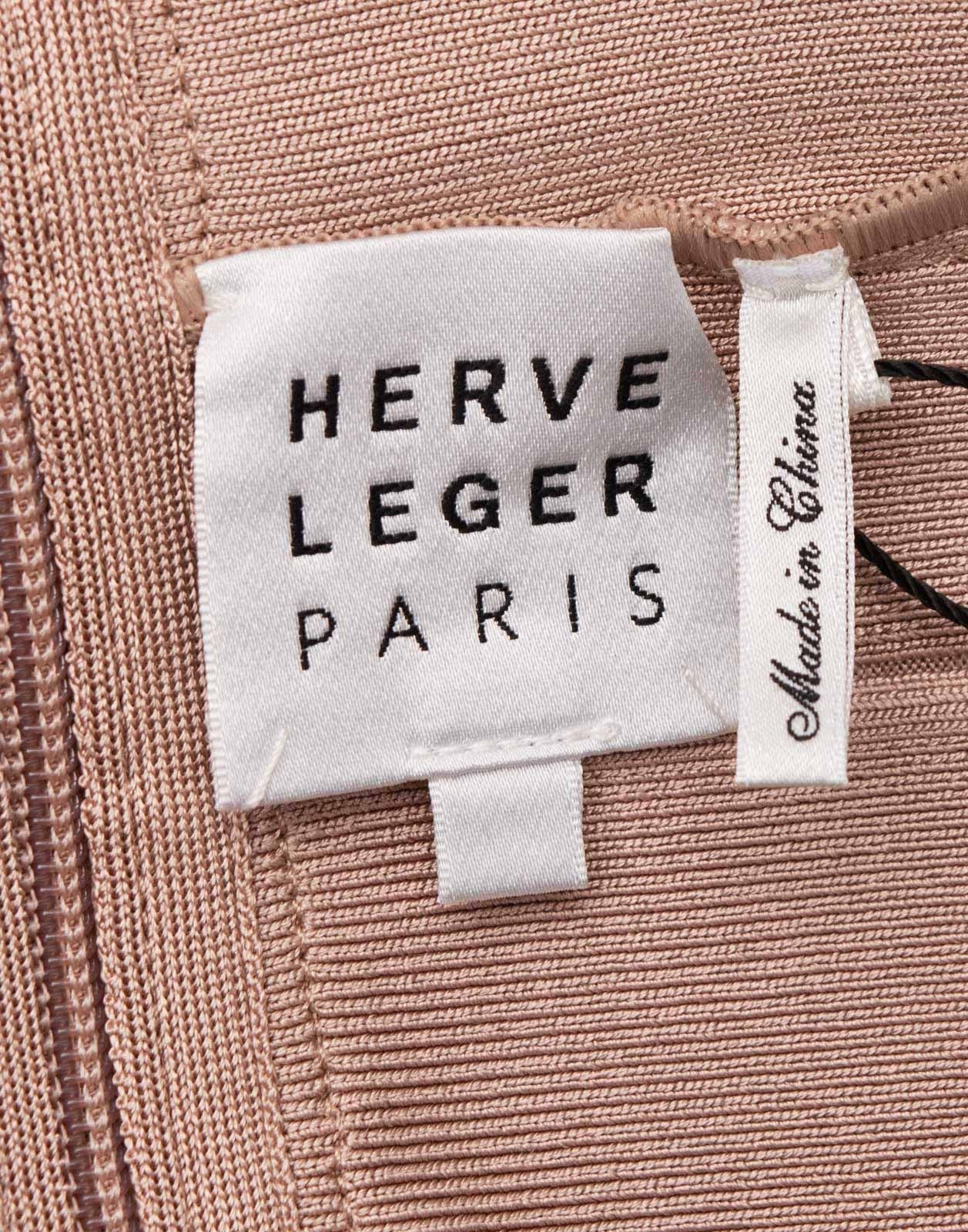 Hervé Léger Knitted Mini Bandage Dress Zipped Back Bardot Neck