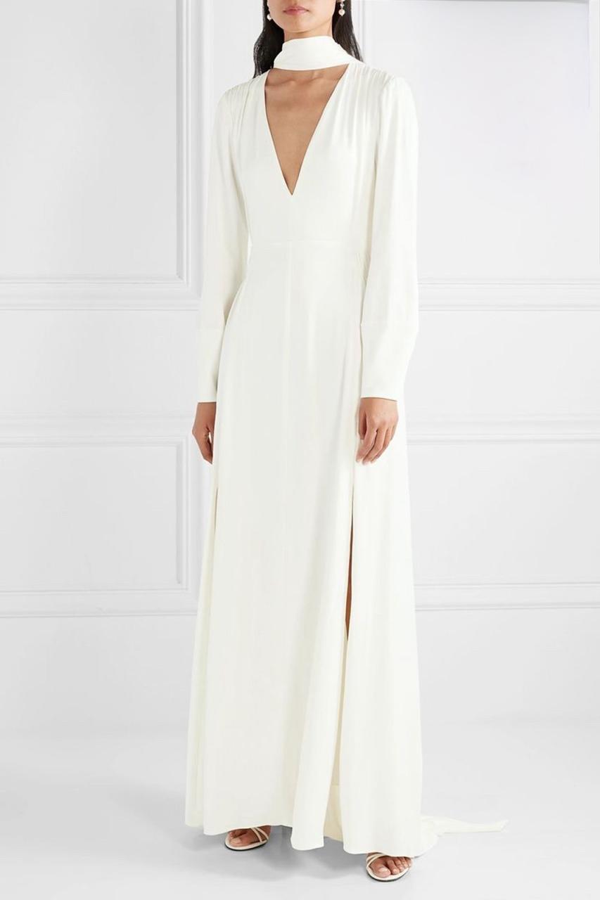 Vanessa Cocchiaro “The Ada” Ivory Cut-Out Draped Gown