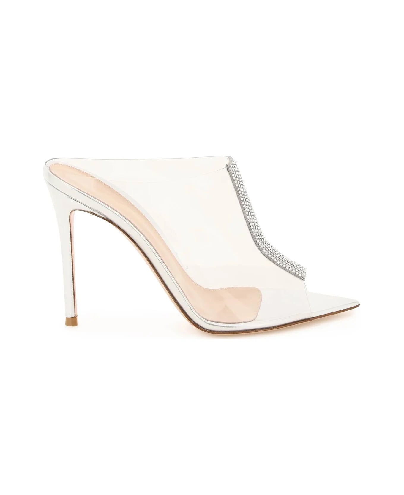 GIANVITO ROSSI Clear Rhinestone Mule Sandals