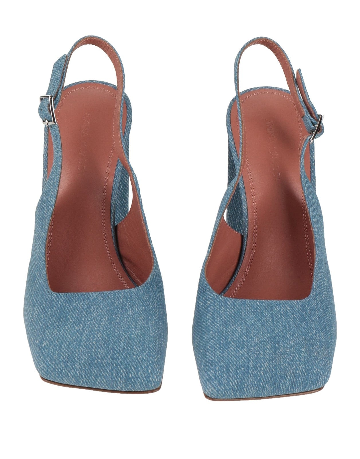 AMINA MUADDI Blue Leather Slingback Shoes