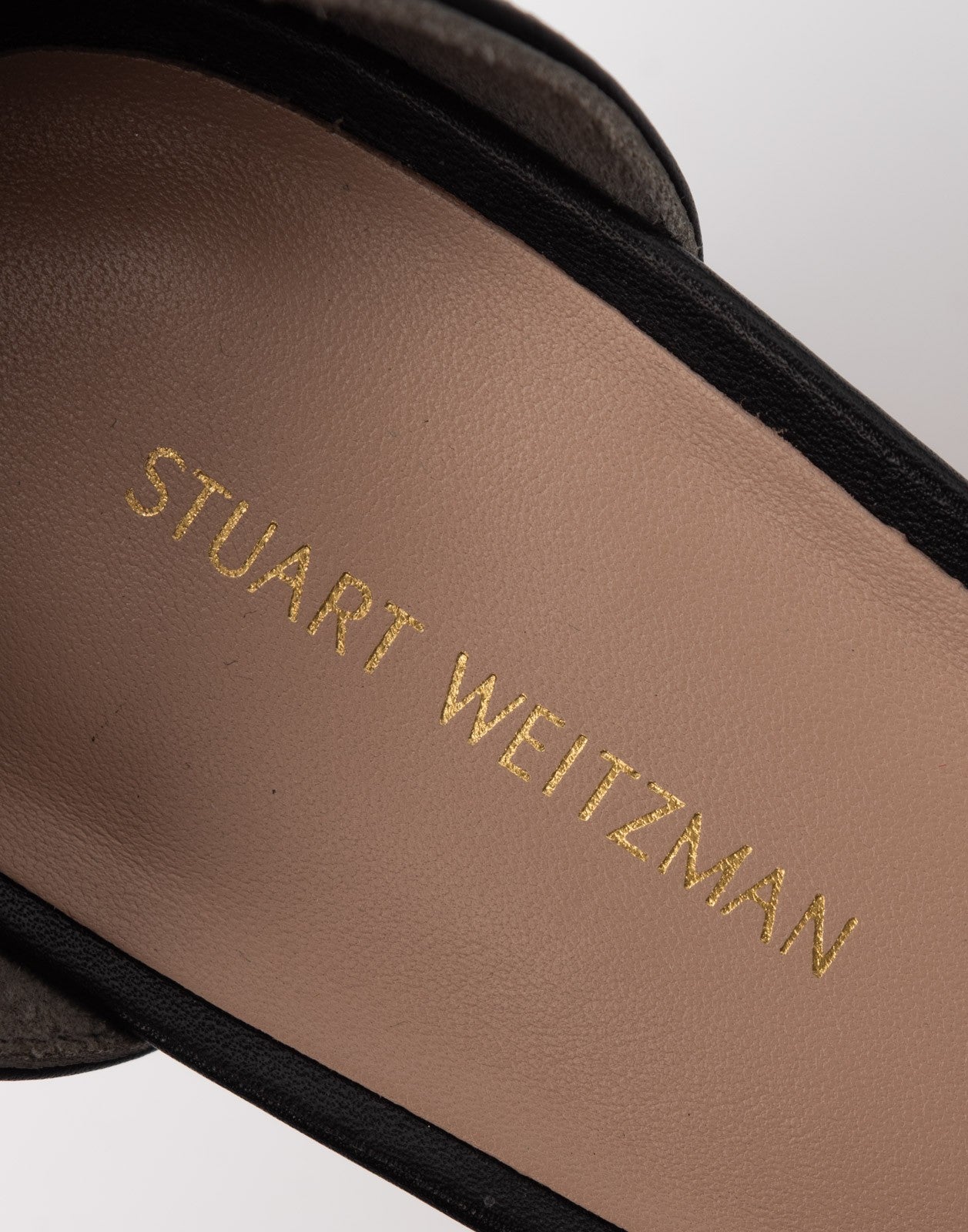 Stuart Weitzman Black Leather Mid-Heel Ankle-Strap Sandals