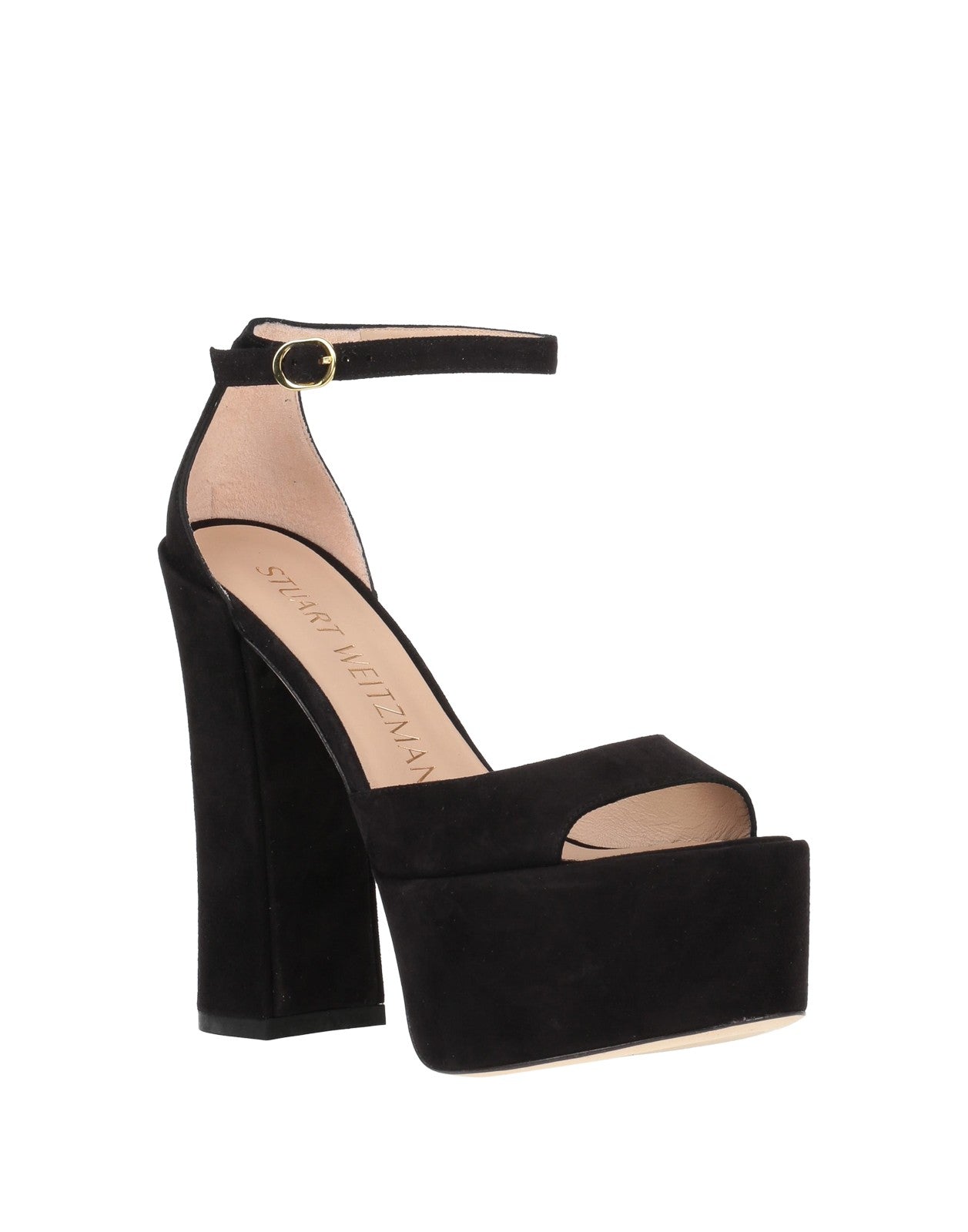 Stuart Weitzman Leather Ankle-Strap Platform Sandals