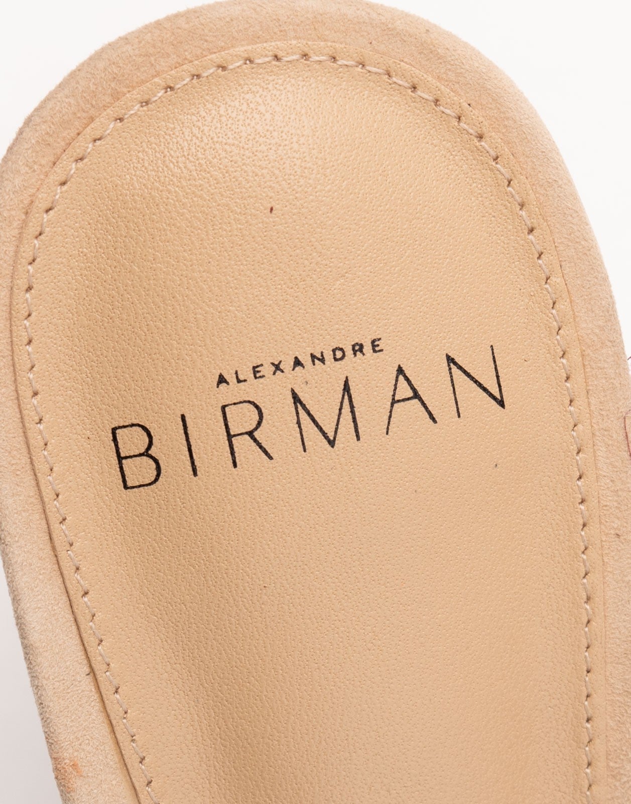 Alexandre Birman Beige Suede Mule Sandals with Rhinestones