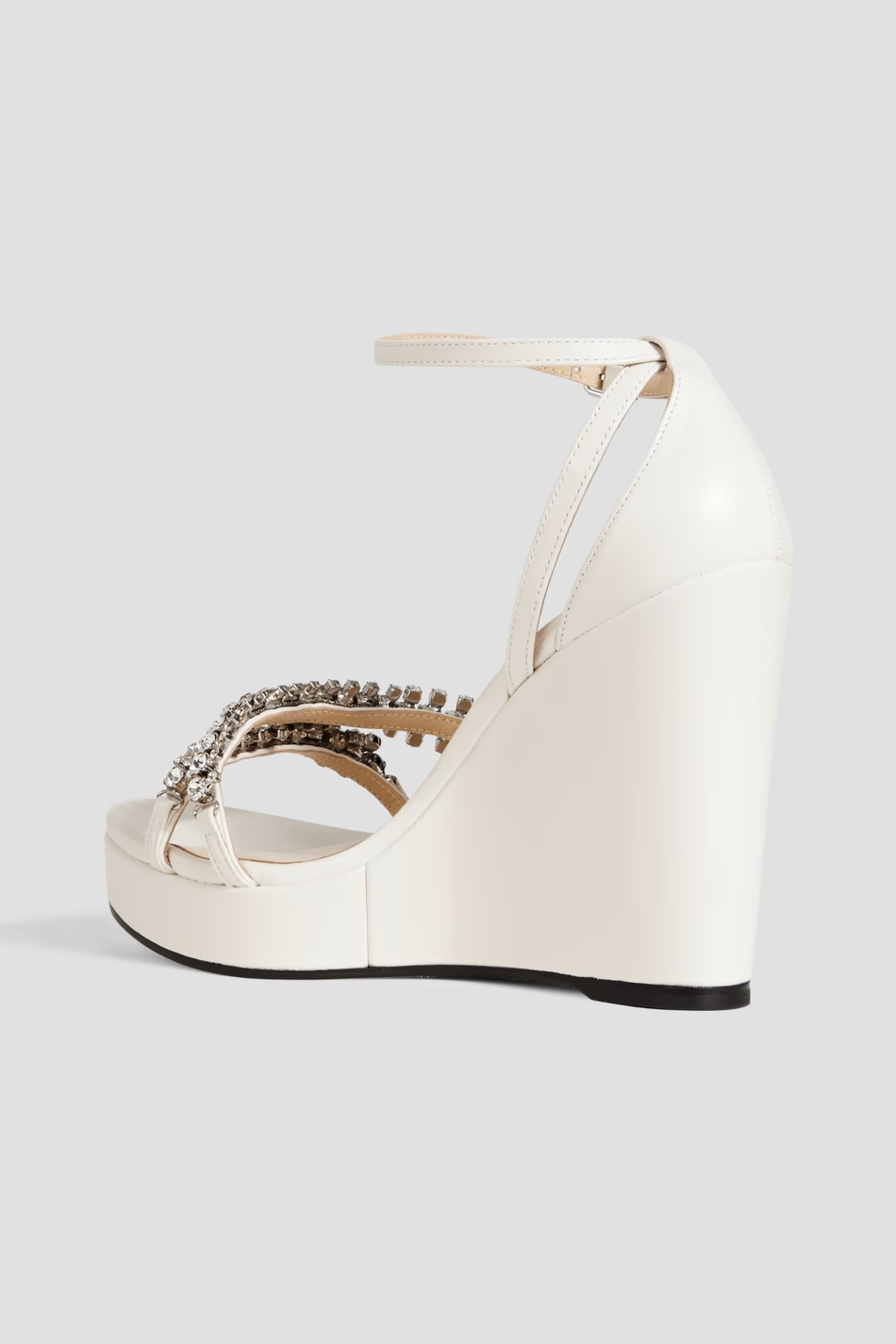 JIMMY CHOO Black Leather "Bing 120" Open Wedge Sandals