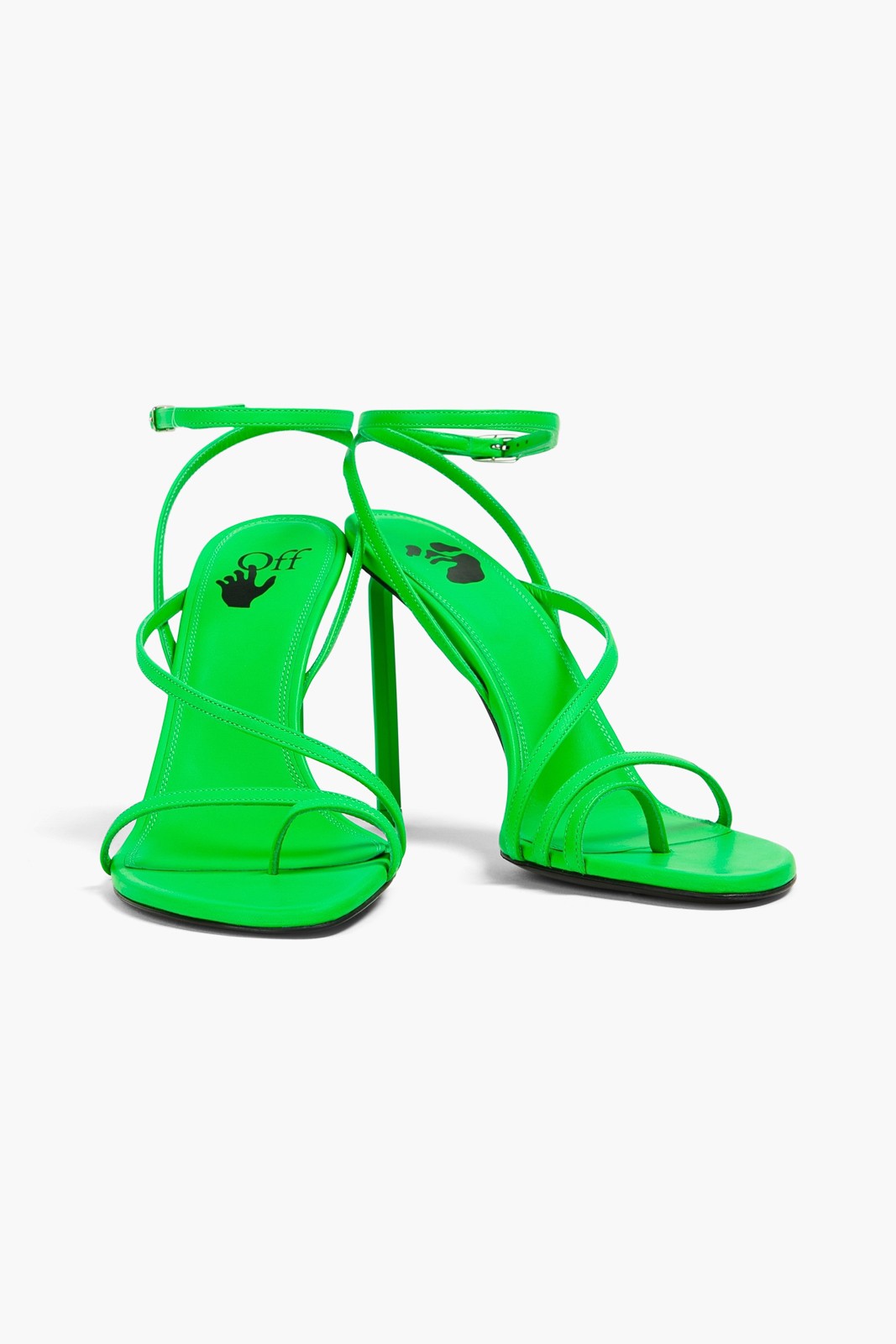 OFF-WHITE “Allen” Green Leather Ring-Toe Sandals