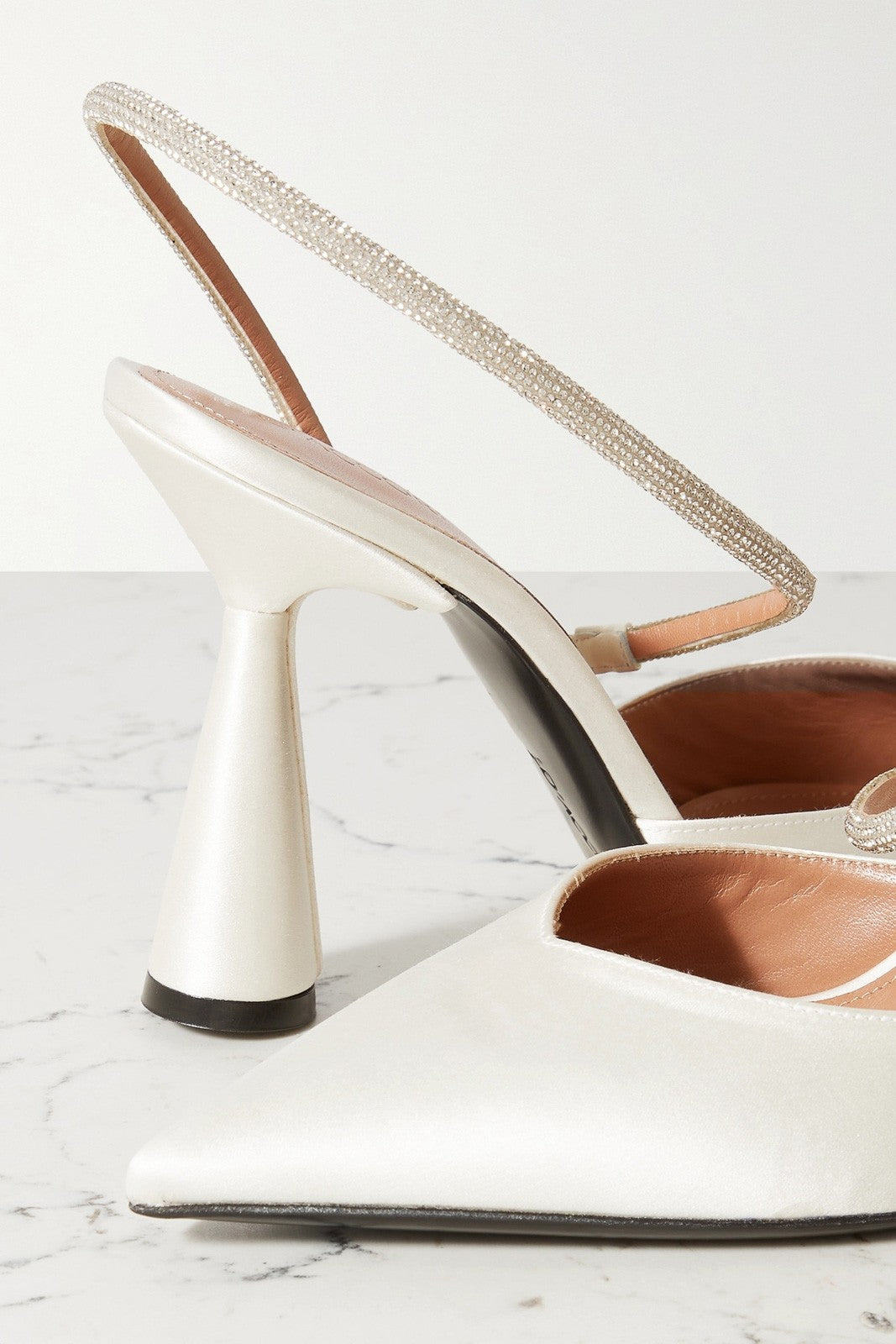 D’ACCORI "Saturn" White Rhinestone Slingback Sandals