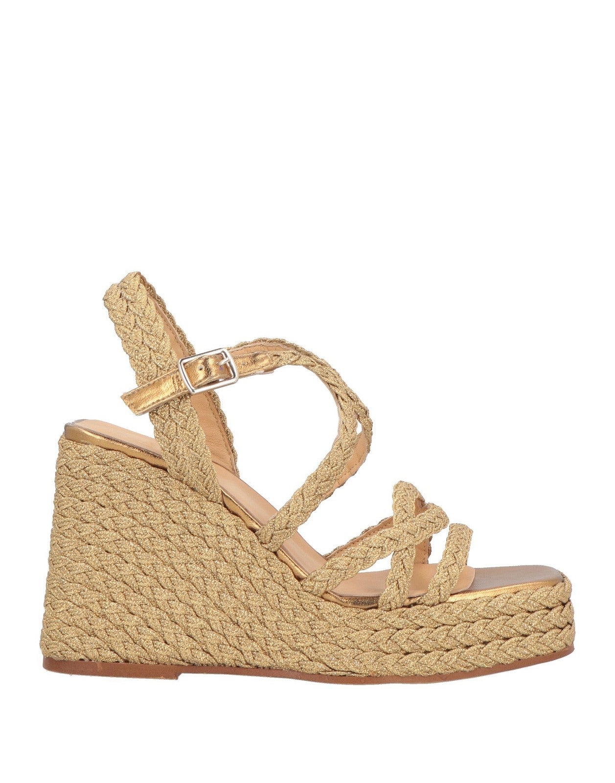 Castañer Gold Braided Wedge Espadrilles