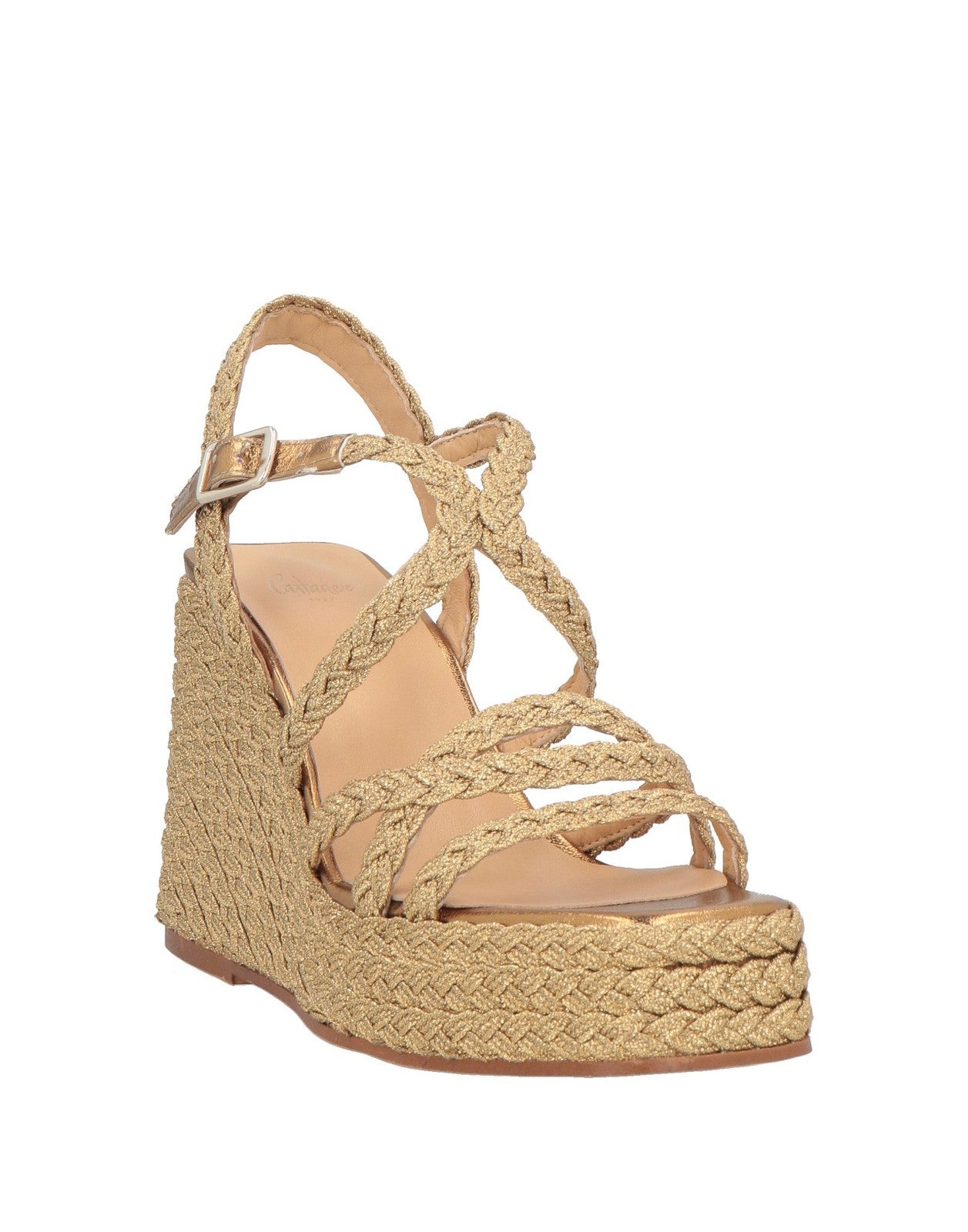 Castañer Gold Braided Wedge Espadrilles