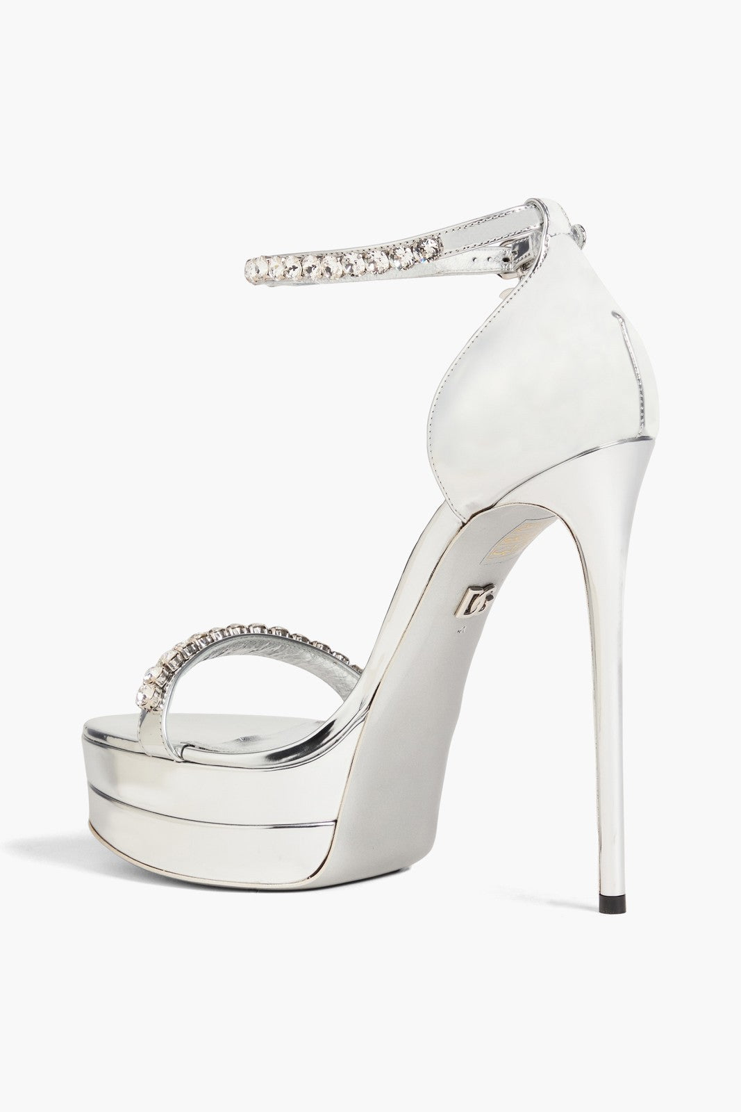 Dolce & Gabbana Silver Rhinestone Platform Sandals
