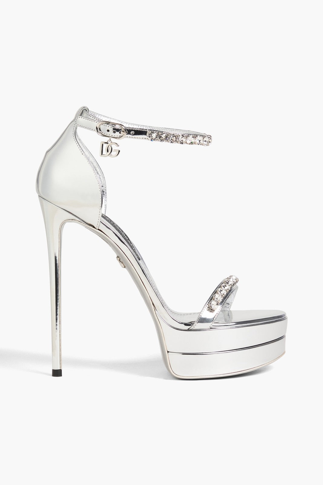 Dolce & Gabbana Silver Rhinestone Platform Sandals