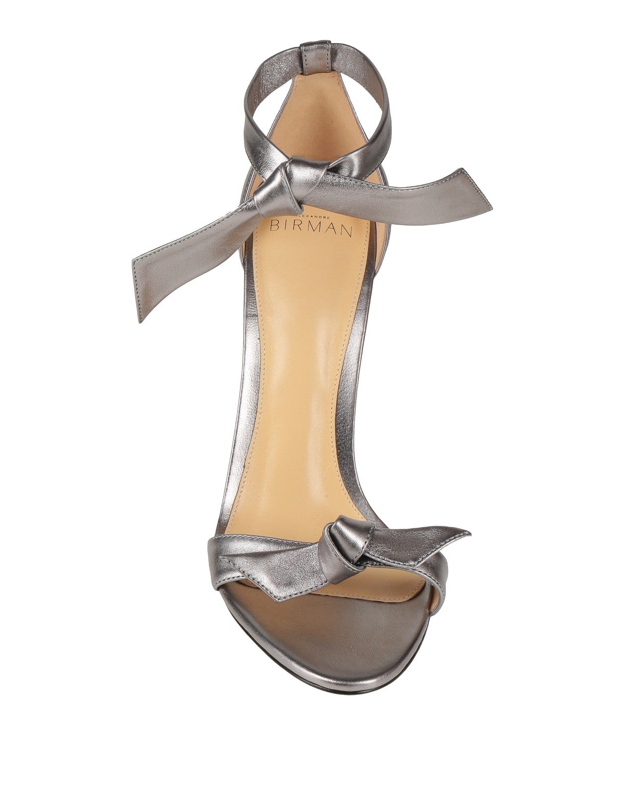Alexandre Birman Silver Leather Ankle-Strap Sandals