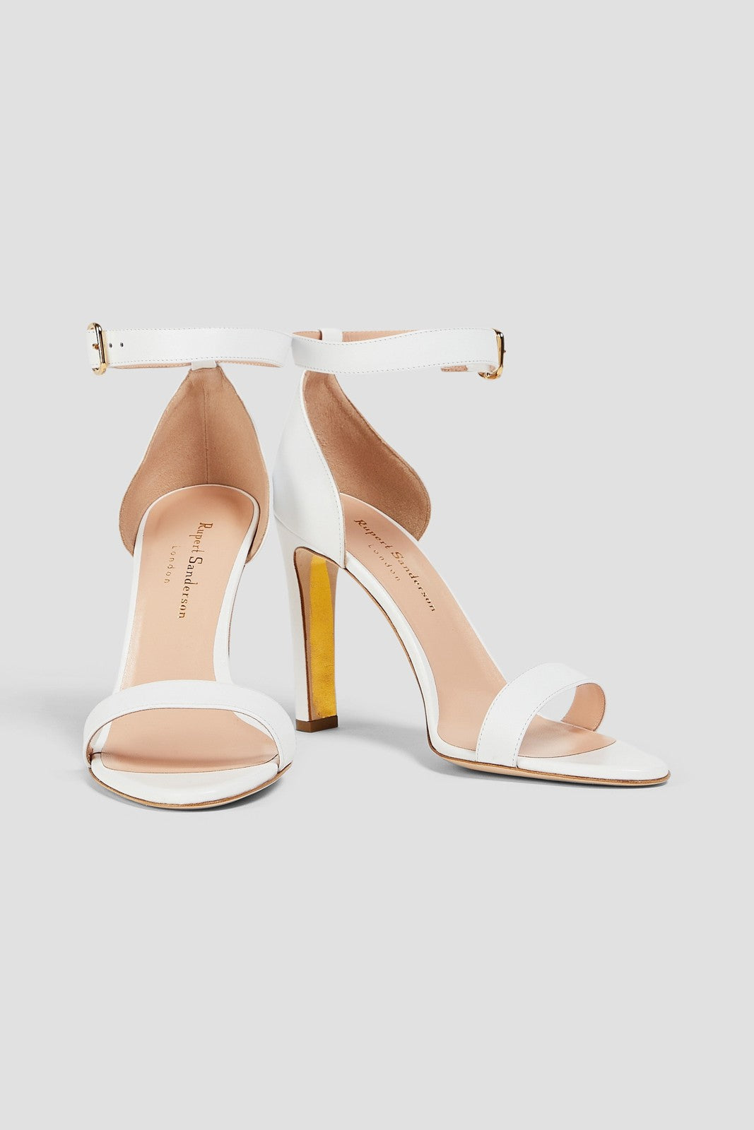 Rupert Sanderson White Leather Ankle-Wrap Sandals