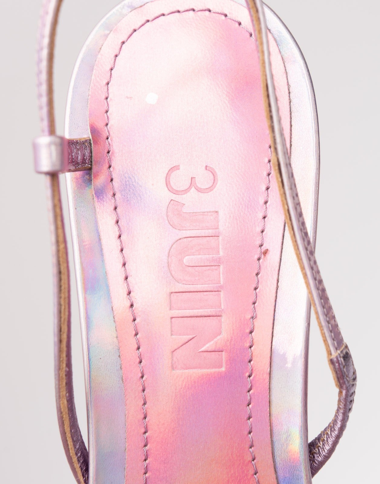 3JUIN Pink Leather Slingback Sandals