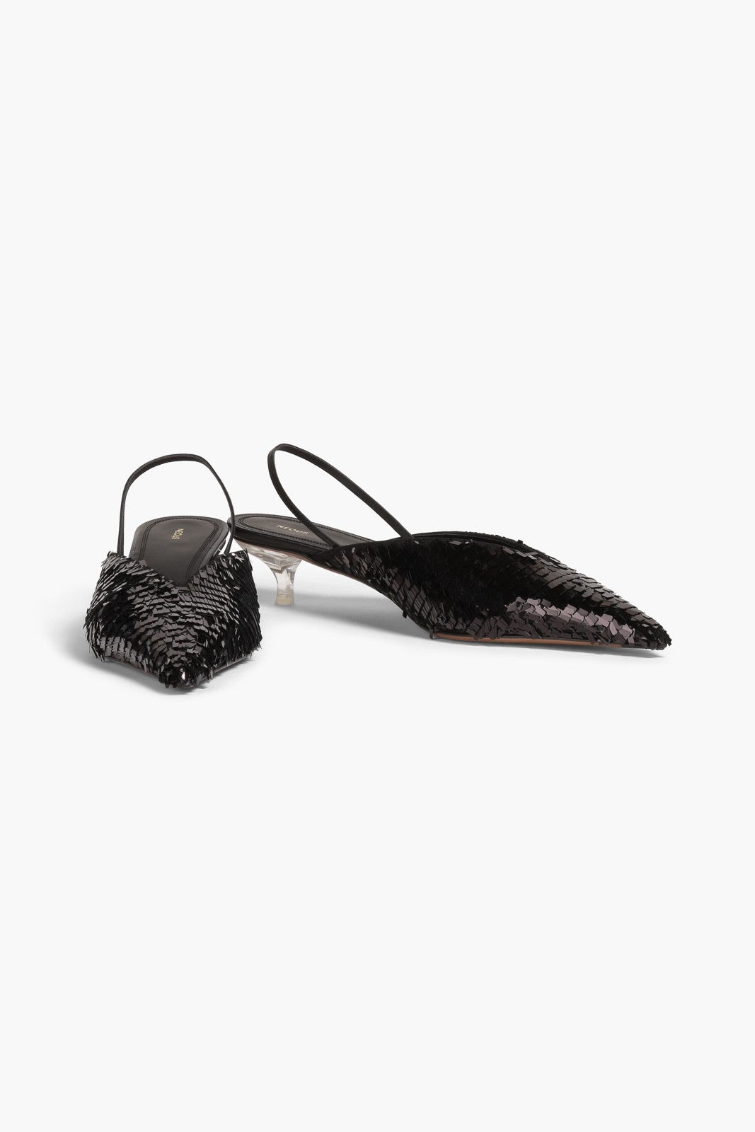 NEOUS Black Sequined Slingback Heels