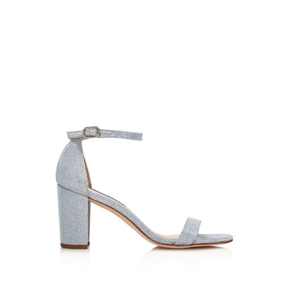 STUART WEITZMAN Nearlynude Glitter Ankle Strap Sandals