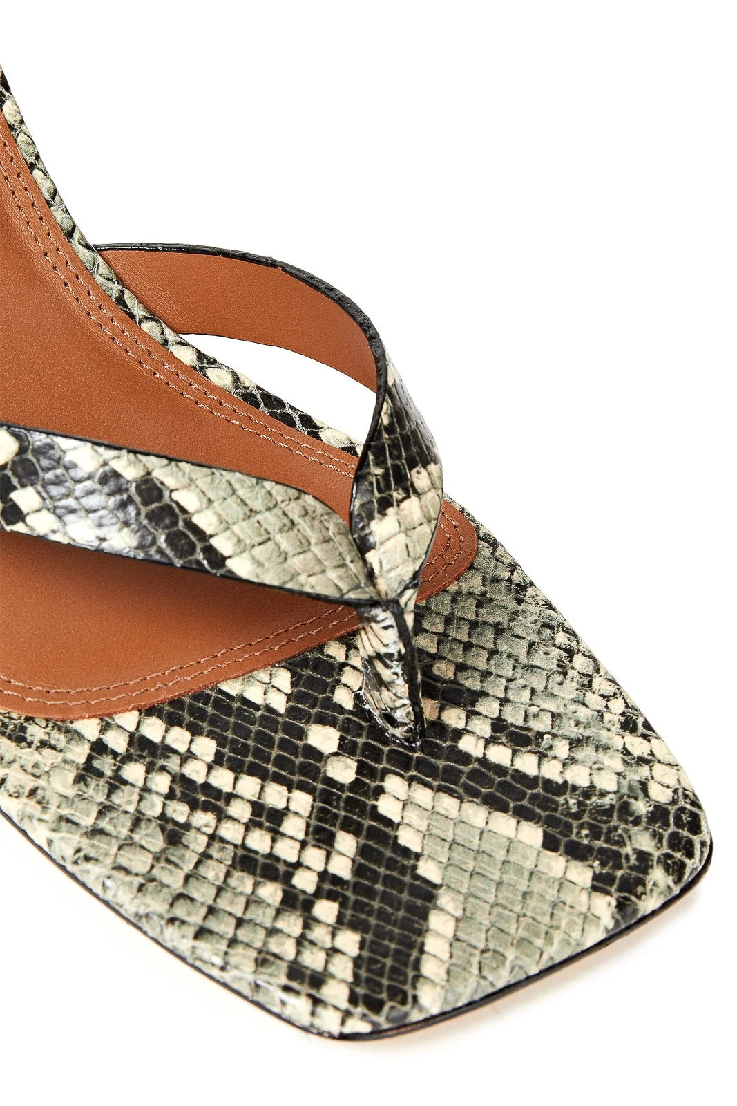 SANDRO Leather Mid Heel Thong Sandals