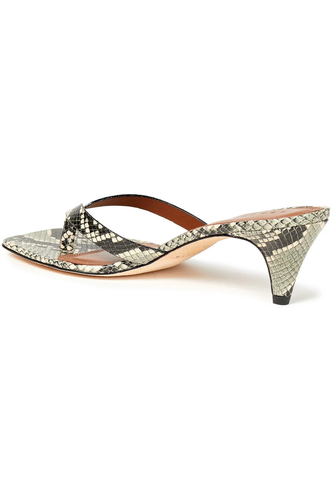 SANDRO Leather Mid Heel Thong Sandals