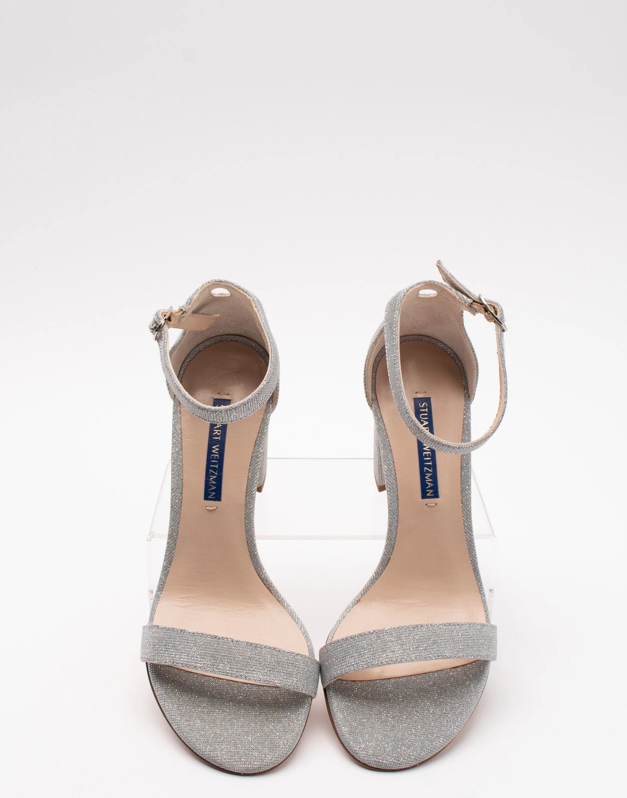 STUART WEITZMAN Nearlynude Glitter Ankle Strap Sandals