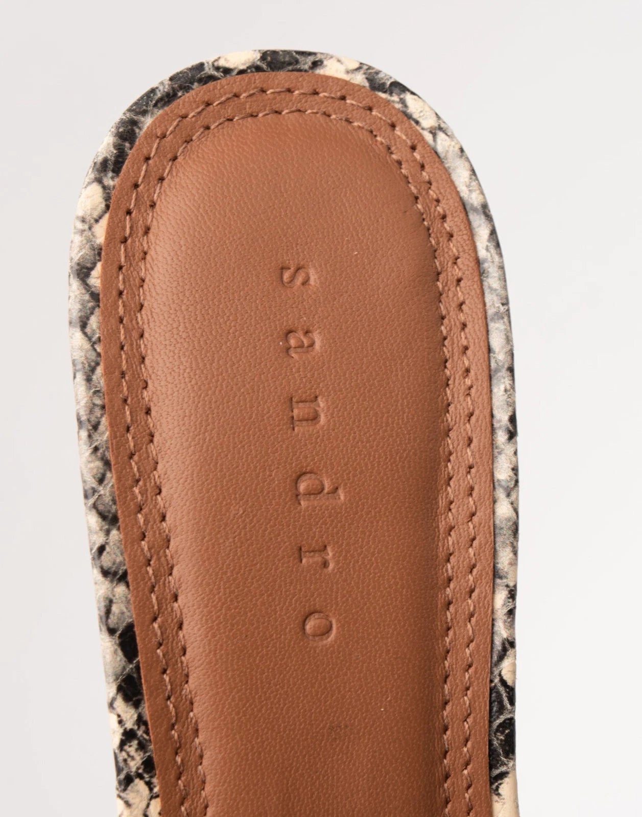 SANDRO Leather Mid Heel Thong Sandals