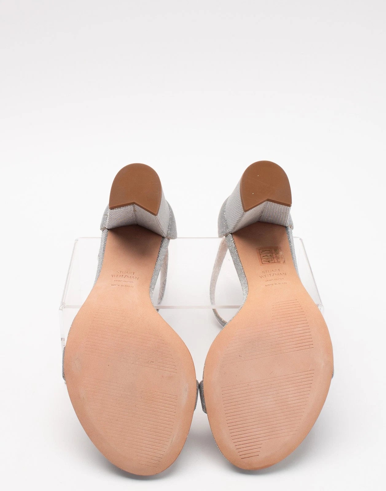 STUART WEITZMAN Nearlynude Glitter Ankle Strap Sandals