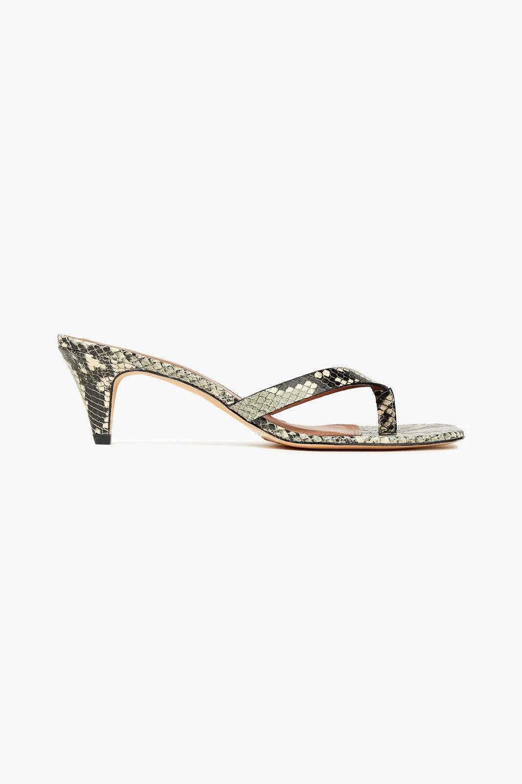 SANDRO Leather Mid Heel Thong Sandals