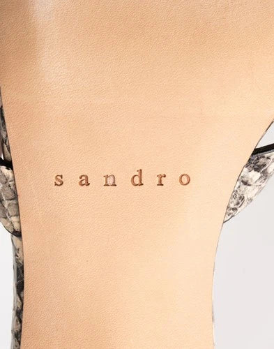 SANDRO Leather Mid Heel Thong Sandals