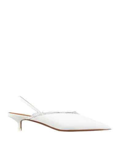 NEOUS Satin Slingback Heels with Lace Trim