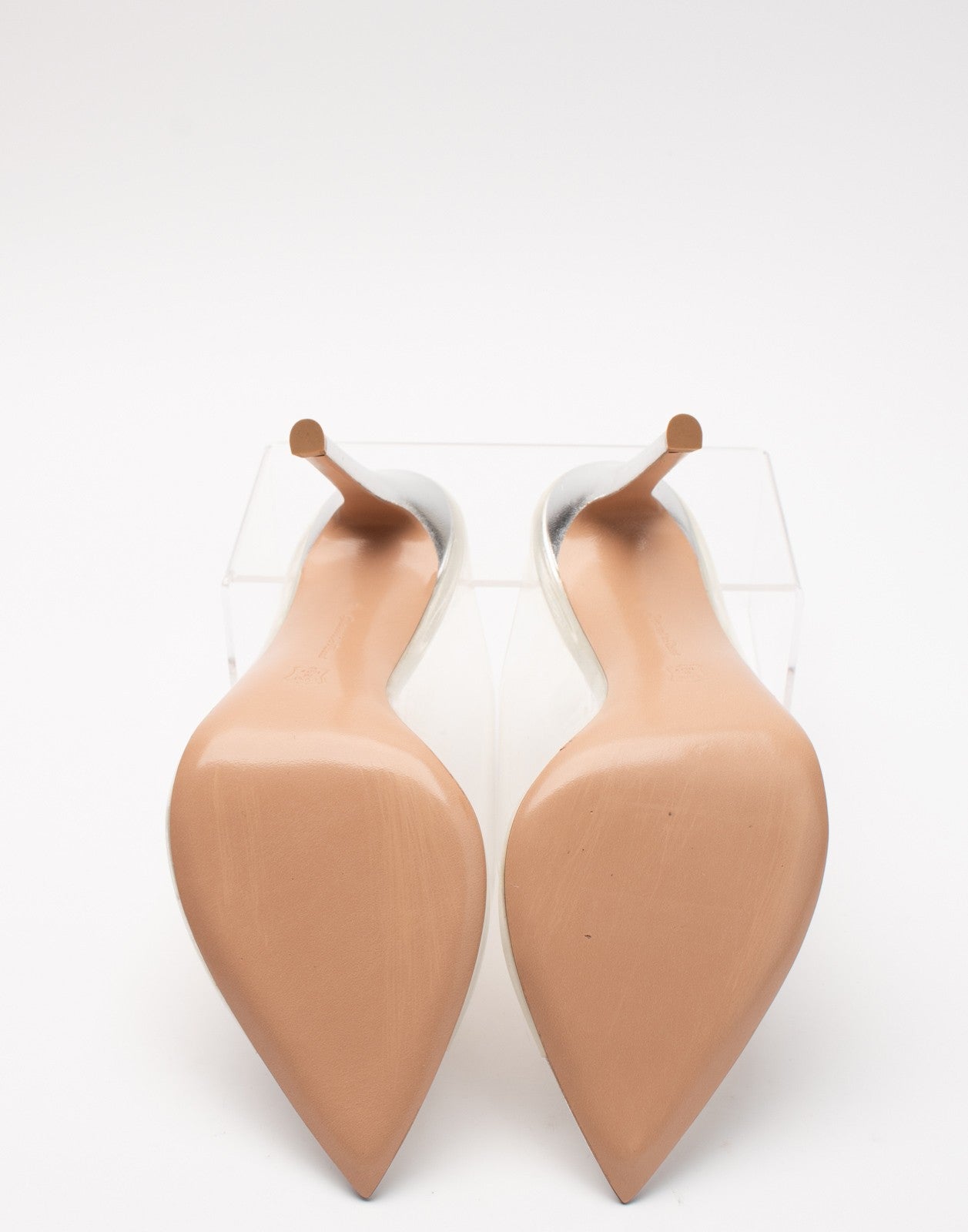 GIANVITO ROSSI Clear Rhinestone Mule Sandals