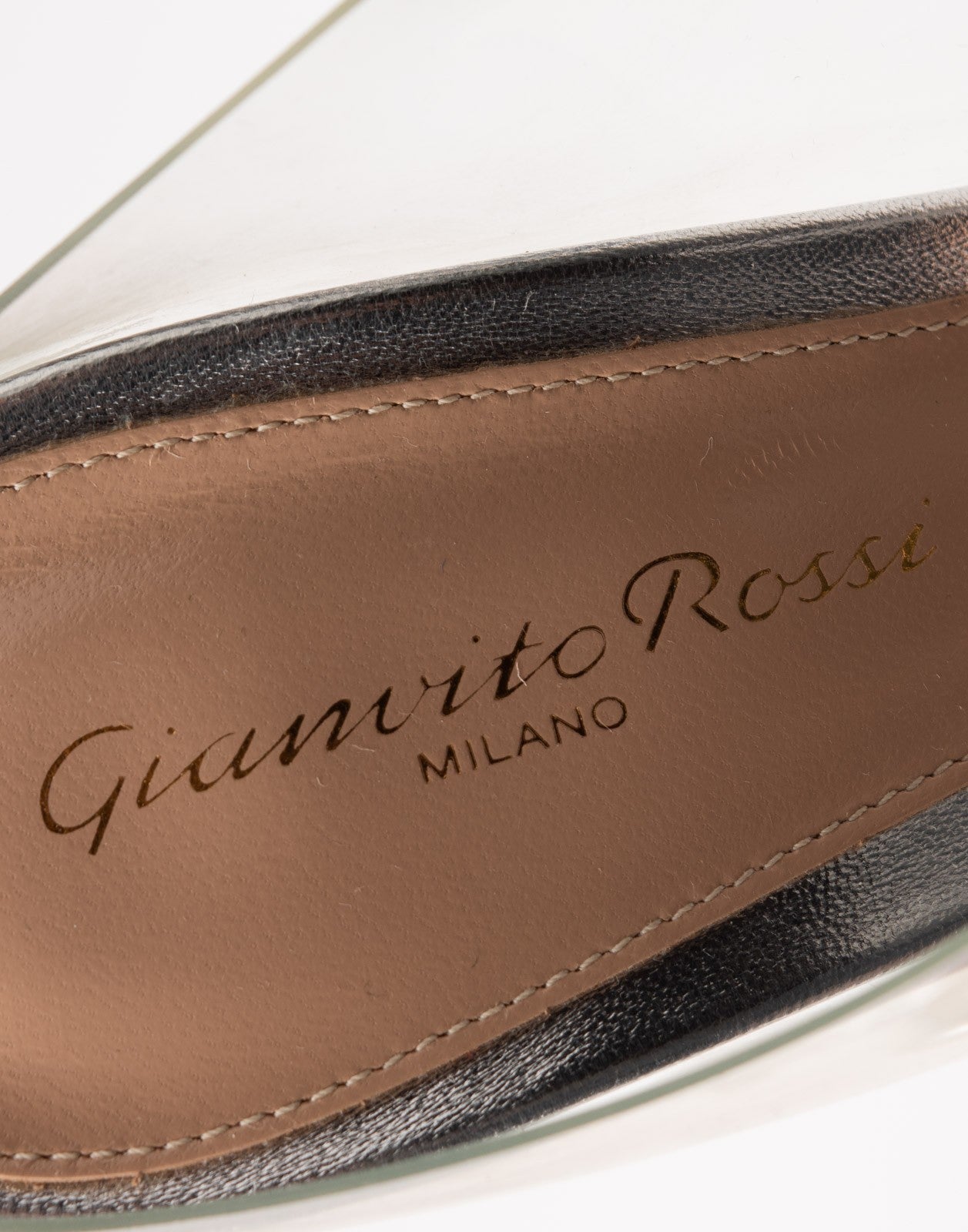 GIANVITO ROSSI Clear Rhinestone Mule Sandals