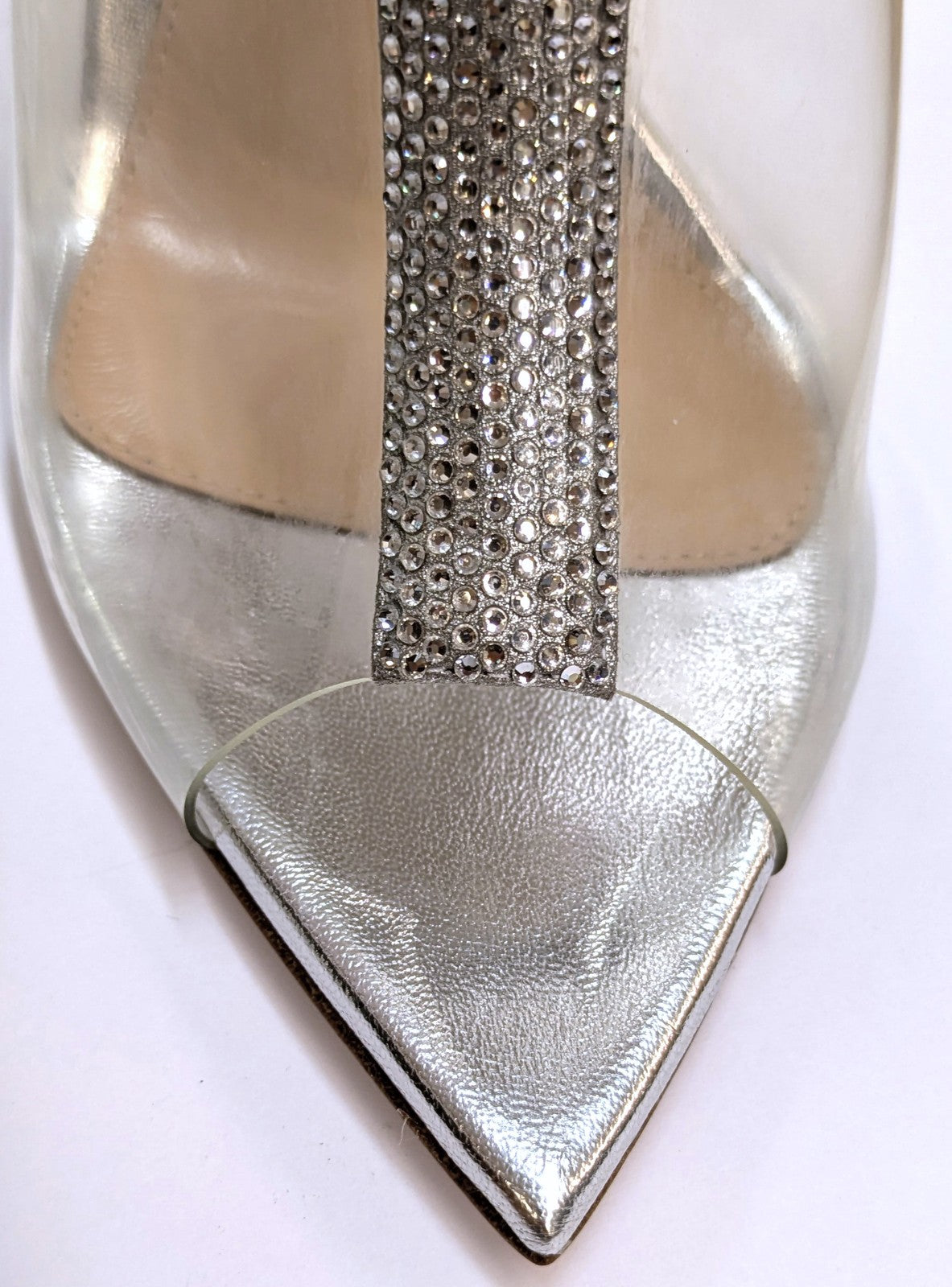 GIANVITO ROSSI Clear Rhinestone Mule Sandals