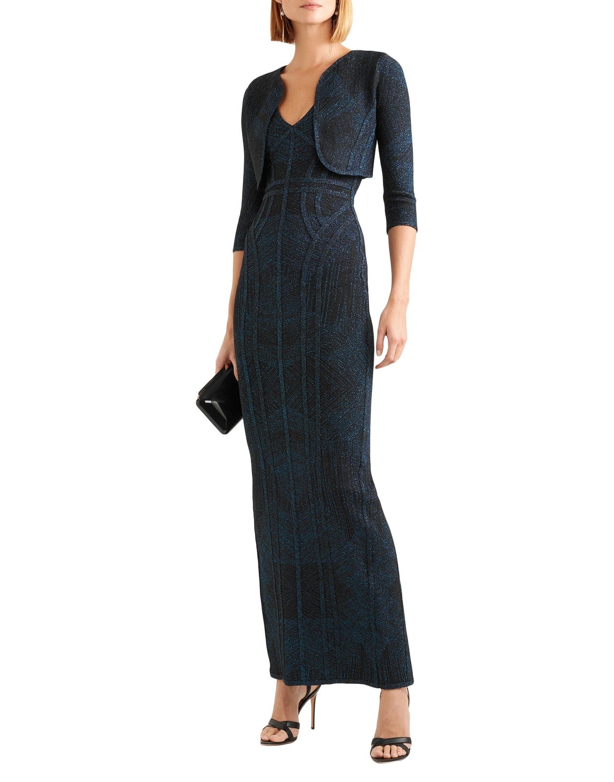 Hervé Léger Lurex Jacquard Bolero Jacket Stretch Lame Effect