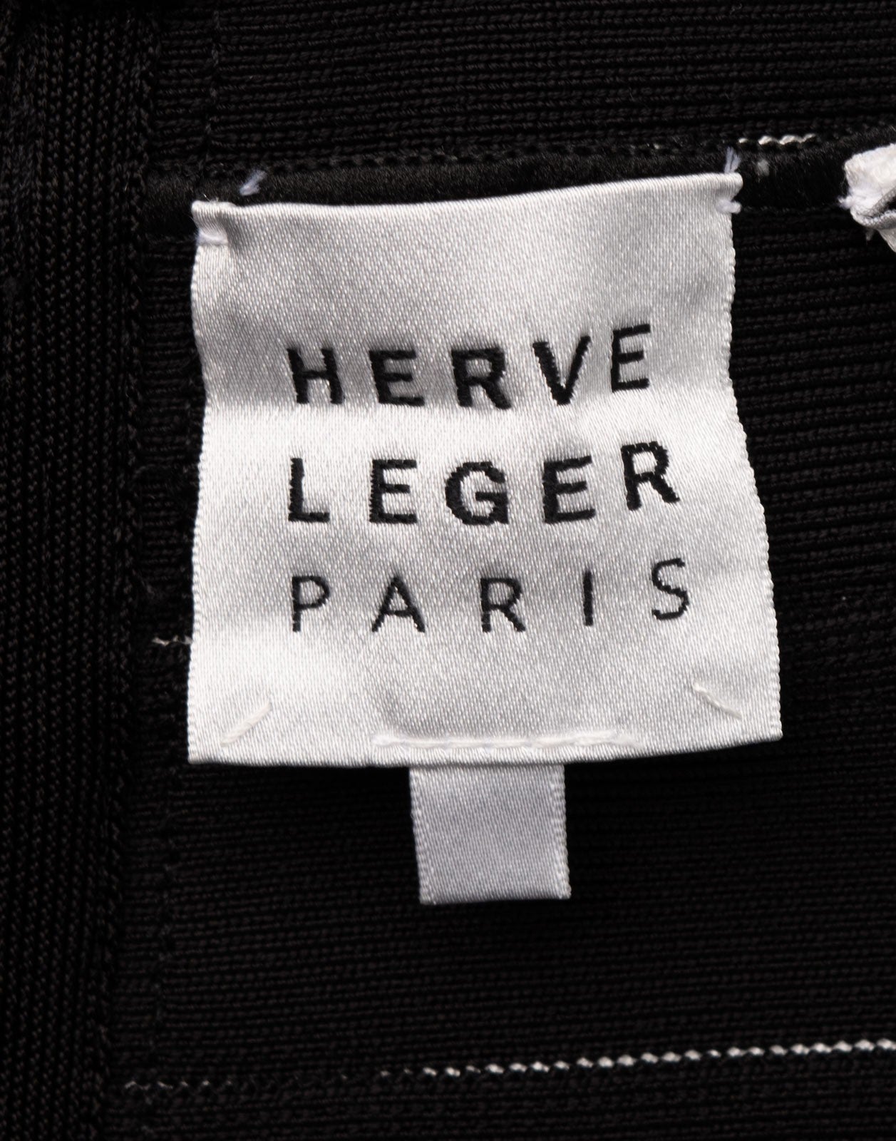 Hervé Léger Column Bandage Dress Black Striped Strappy