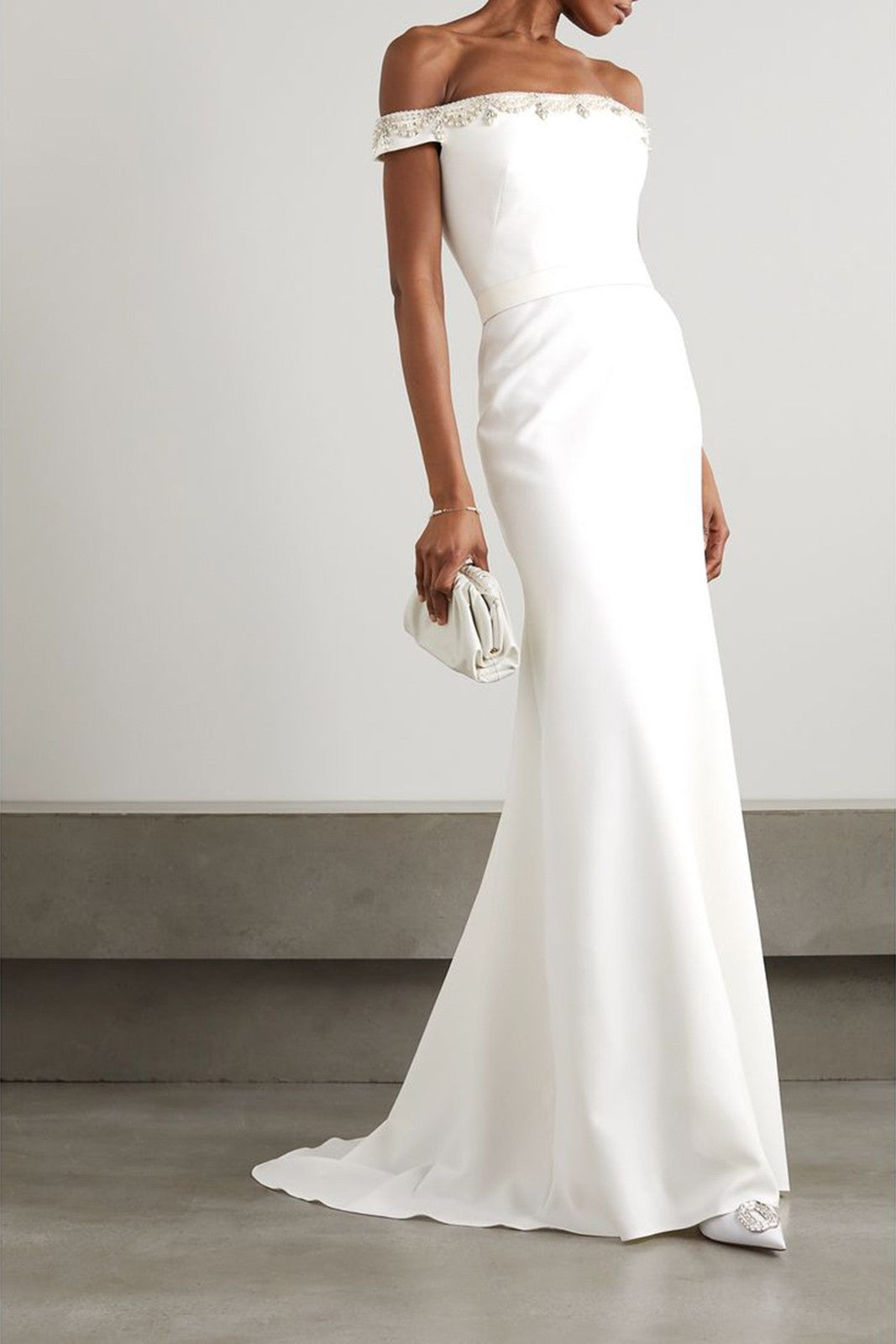 JENNY PACKHAM Trumpet Gown Rhinestone Off Shoulder