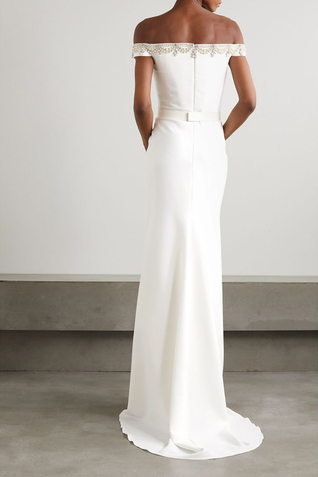 JENNY PACKHAM Trumpet Gown Rhinestone Off Shoulder