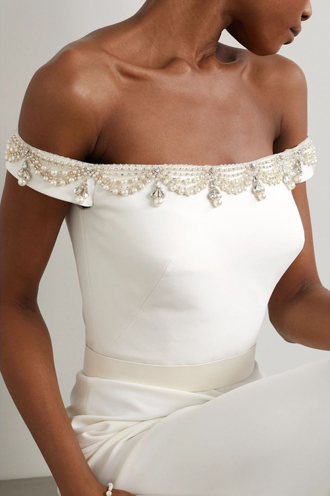 JENNY PACKHAM Trumpet Gown Rhinestone Off Shoulder