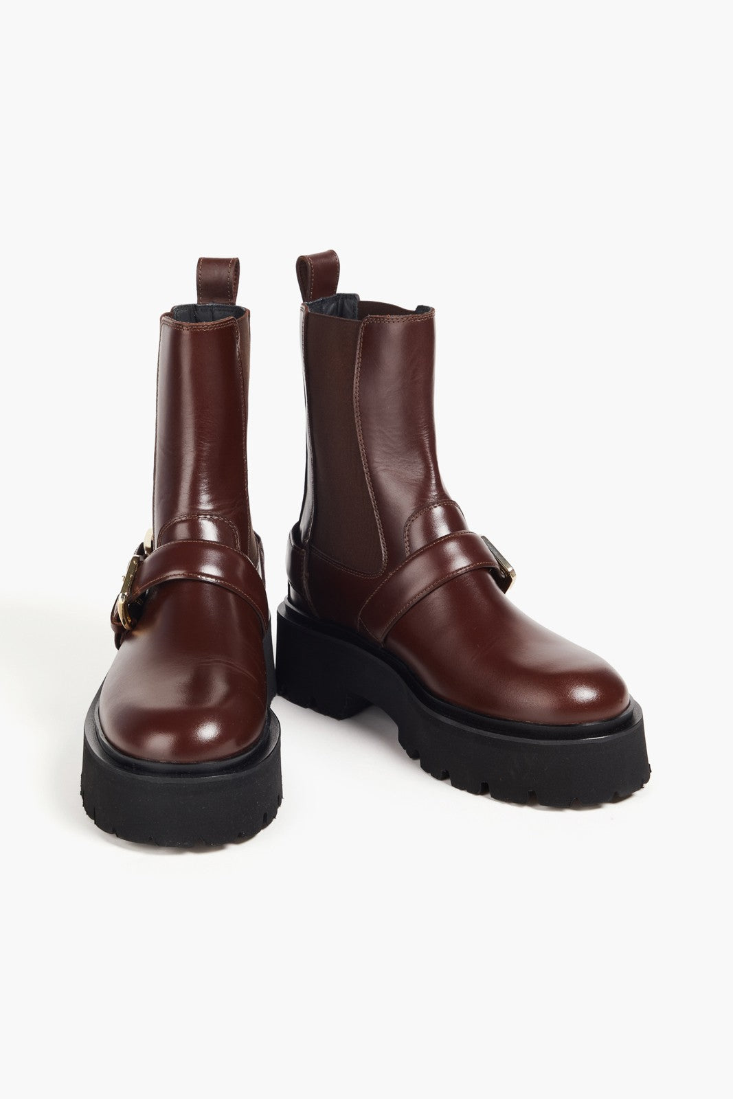 SANDRO Leather Ankle Boots Pull On