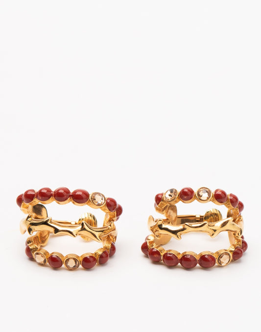 Chloé Triple Hoop Rhinestone Clip-On Earrings