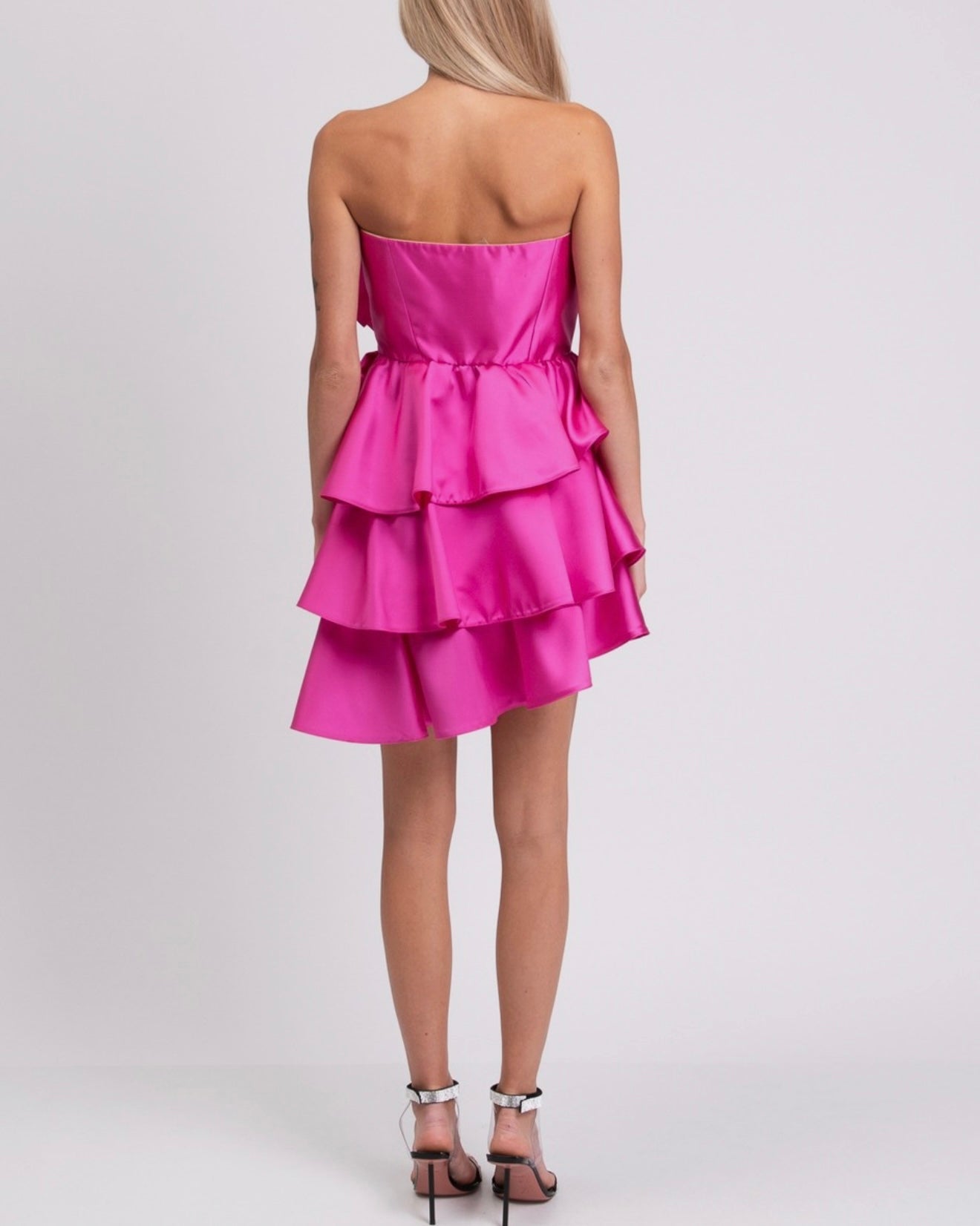 SIMONA CORSELLINI Trapeze Mini Dress S Pink