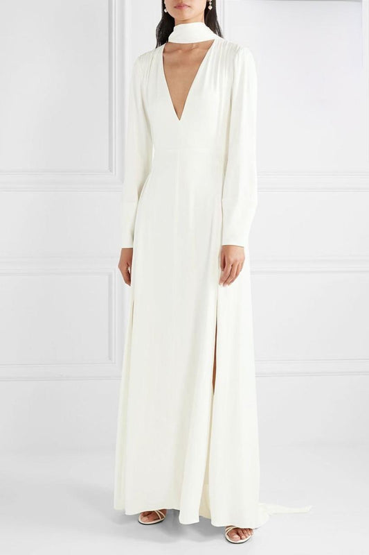 Vanessa Cocchiaro “The Ada” Ivory Cut-Out Draped Gown