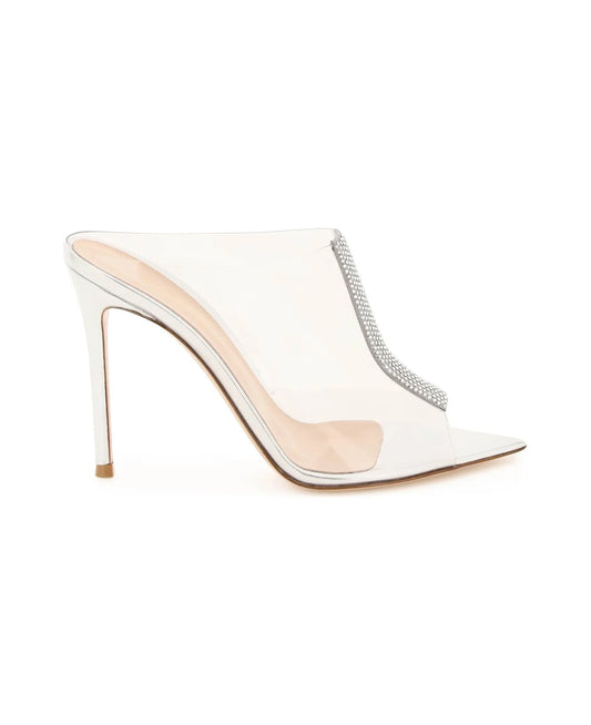 GIANVITO ROSSI Clear Rhinestone Mule Sandals