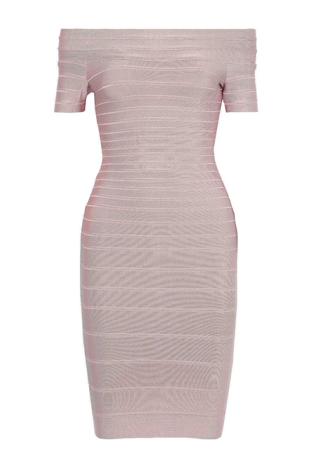 Hervé Léger Off-Shoulder Knitted Bodycon Dress