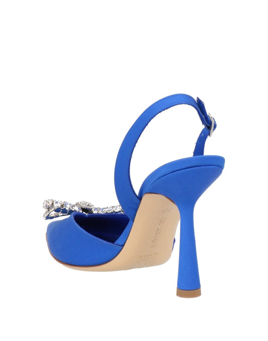 Aldo Castagna Blue Satin Slingback Shoes