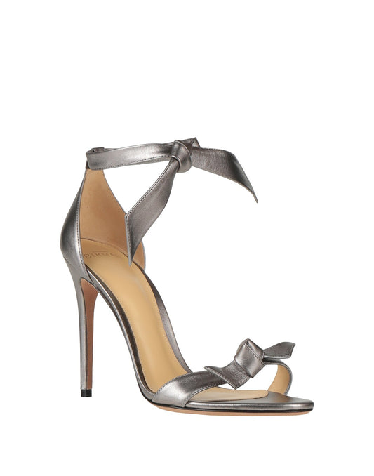 Alexandre Birman Silver Leather Ankle-Strap Sandals